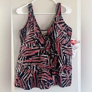 NWT Avenue Bathing Suit Top, Size 18, Red, Black